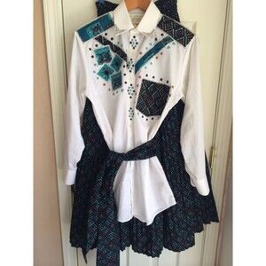 Running Horse Santa Fe Southwestern Western Style Shirt And Skirt Women's Size S